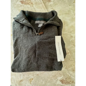 Grayson & Dunn Gray cotton pullover Sweater 1/4 zip men size L New‎ !
